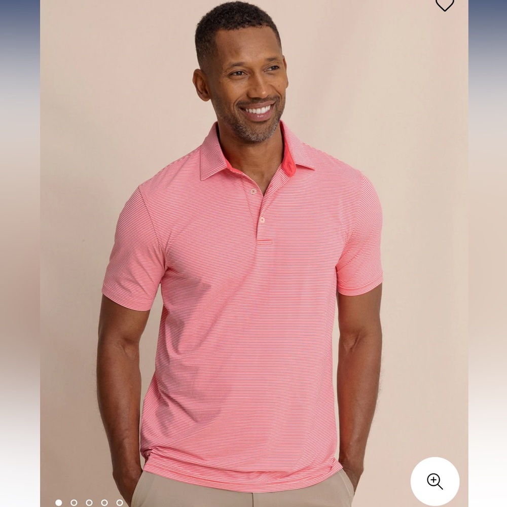 Southern Tide brrr°-eeze Red White XL Polo Shirt Men's Striped Recycled